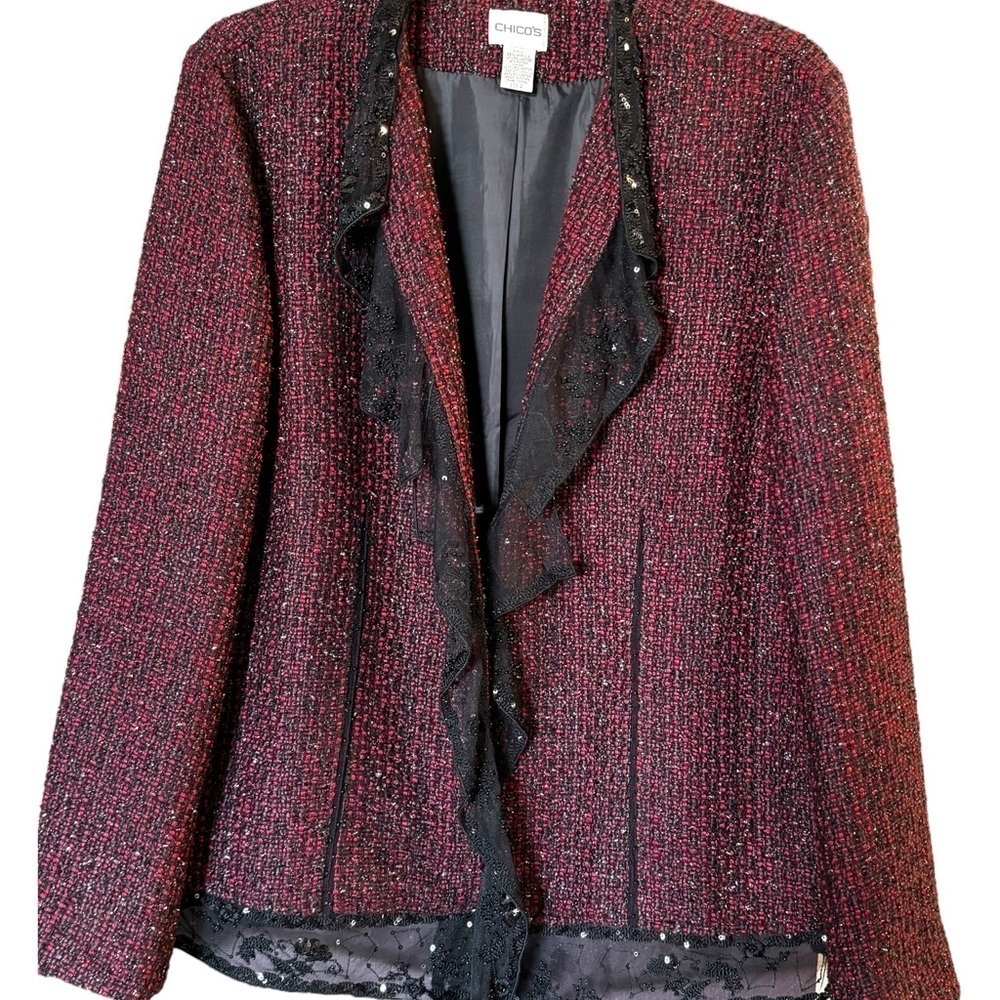 Chico’s black‎ and red lace jacket